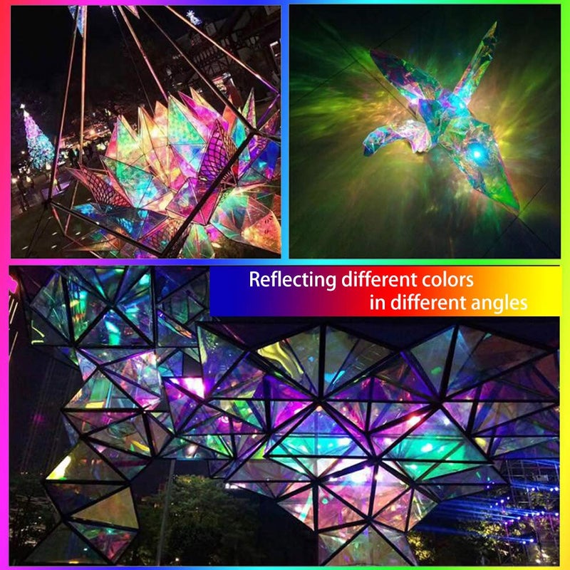 SUMAGITIN Holographic Decorative Iridescent Window Film Adhesive Glass Film Chameleon Rainbow Effect for Home Decal DIY Christmas Party Decoration, 17.7Inch x 10Feet, Cool Color - Image 4